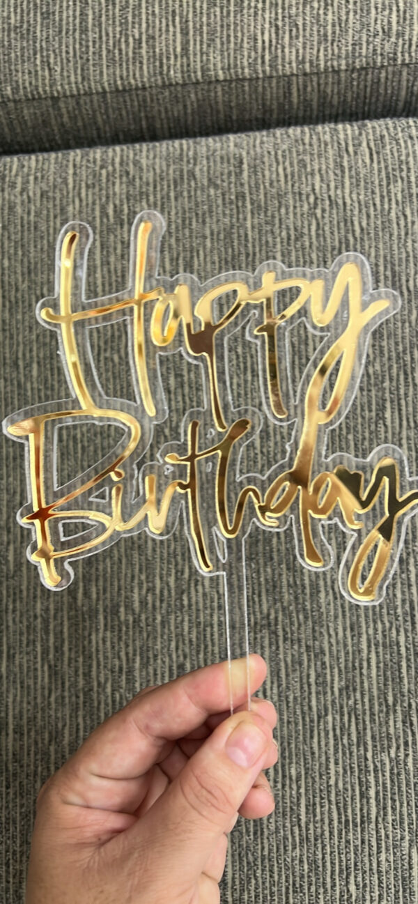 TOPO ACRILICO PRATA HAPPY BIRTHADAY 3d